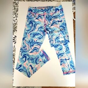 Champion girls leggings. Blue with pink swirl. Size 14/16